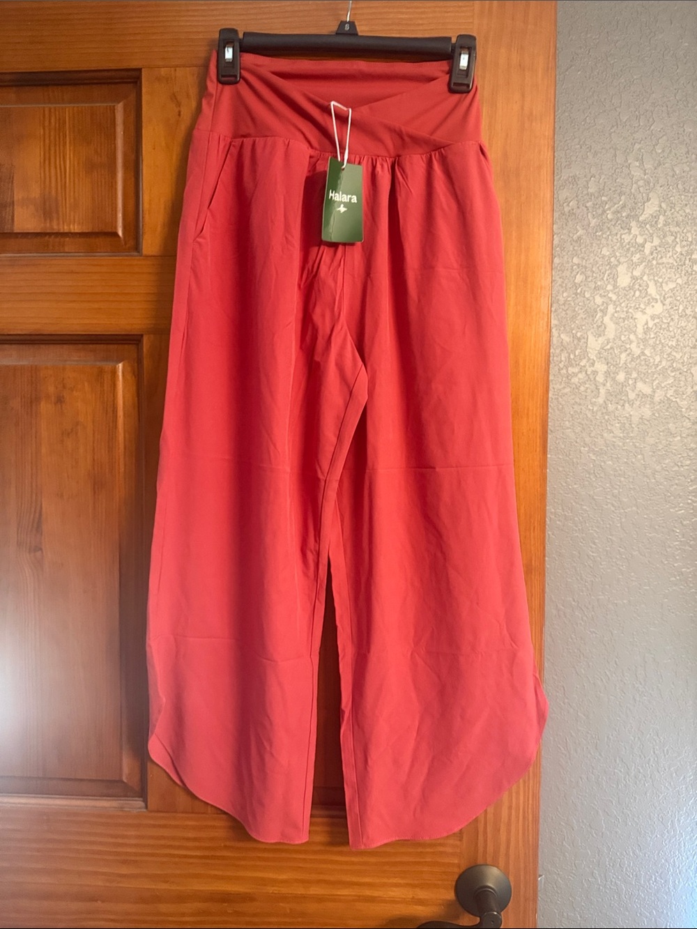 HALARA Coral-Red Wide Leg Pull-On Pants